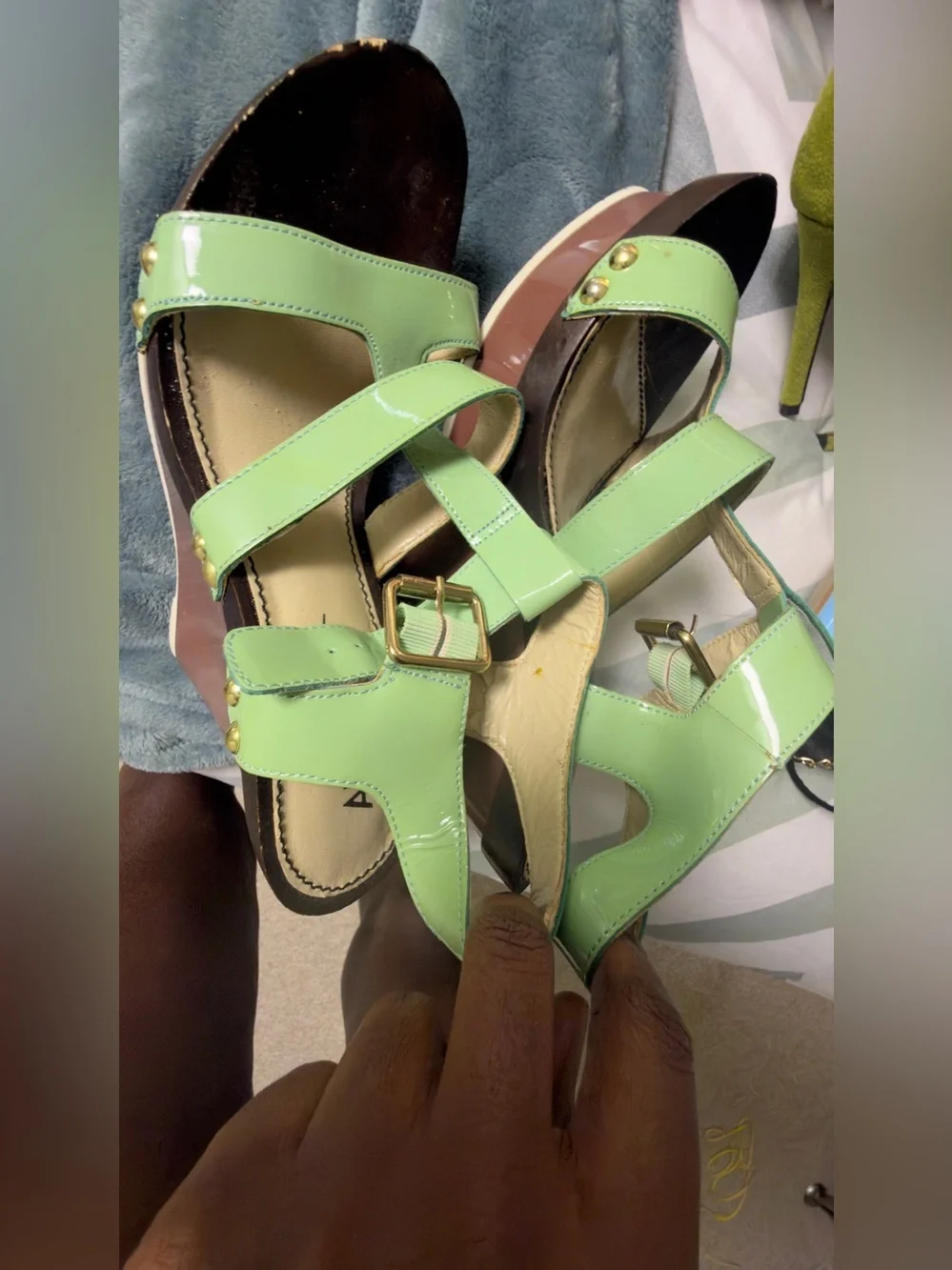 ABS Allen Schwartz Mint Green Platform Sandals
